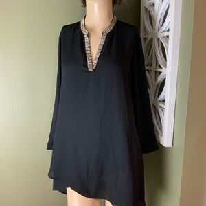 Zac & Rachel Black Blouse with Embellished Neckline small
